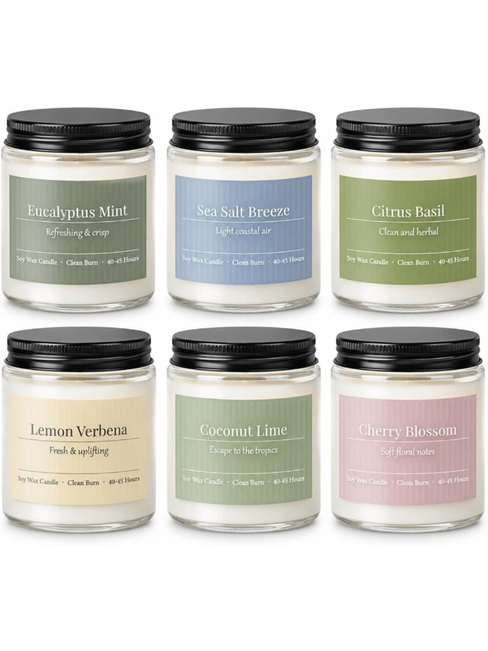 6 Pack Aromatherapy Soy Wax Scented Candles Gift Set for Spring & Summer